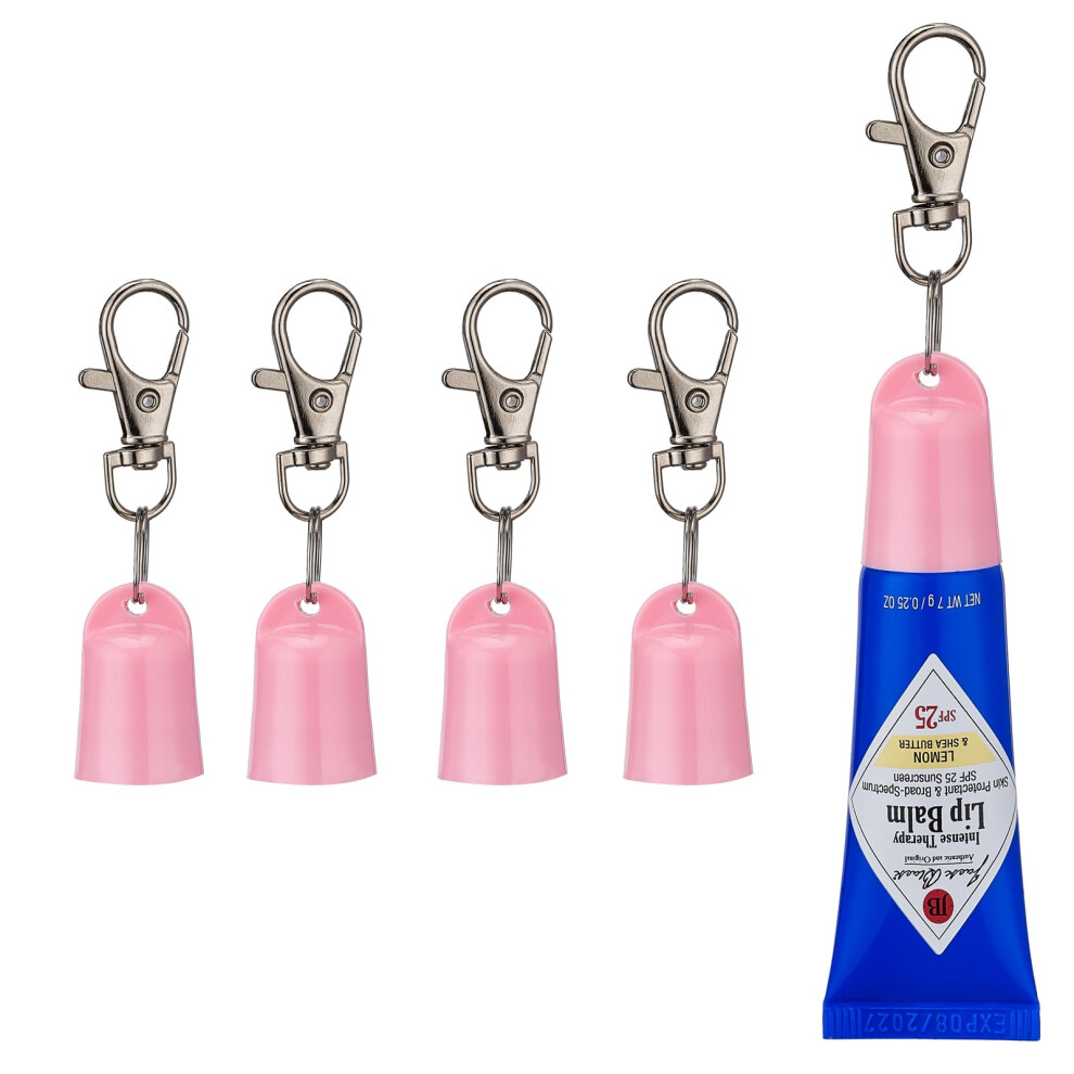 Pink Lip Balm Keychain Holder with Replacement Caps for Jack Black and Aquaphor 0.25 oz Tubes