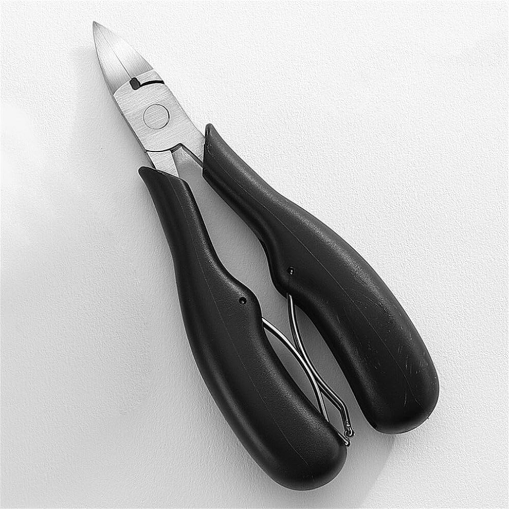 Black Cuticle Scissors And Ingrown Toenail Clippers Stainless Steel Sharp Curved Blade D80 1Pcs