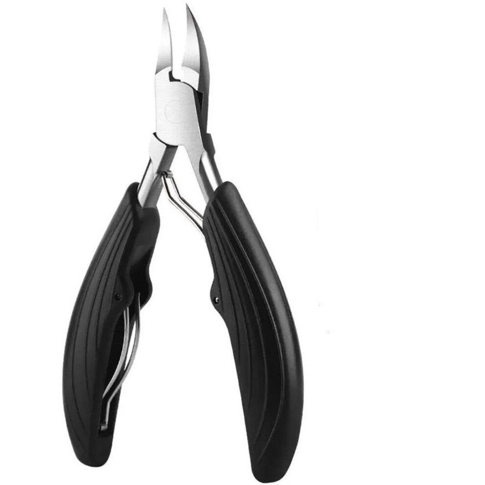 Black Professional Stainless Steel Toenail Clippers With Ergonomic Grip For Thick Nails,