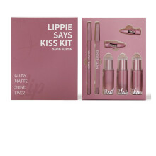 Lip Gloss Set with Matte Liquid Lipstick, Lip Liner, Shimmer and Plumping Gloss 5 in 1 Kit