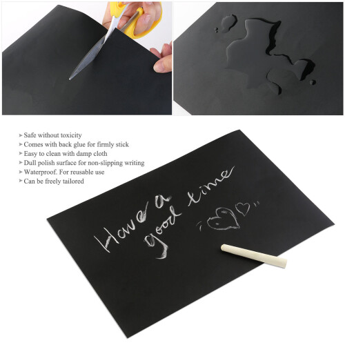 2Pcs Black Chalkboard Sheets Adhesive Stickers for Home Use and Decor