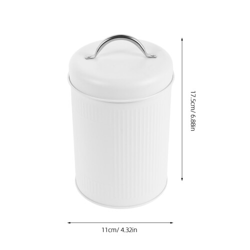 White Vintage Cookie Storage Jar Airtight Tinplate Candy Container 1