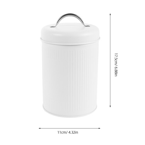 White Vintage Cookie Storage Jar Airtight Tinplate Candy Container 2