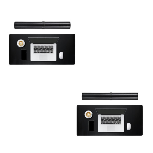 2Pcs Black Desk Pad Extra Large PU Cork Non Slip Mouse Keyboard Mat 2