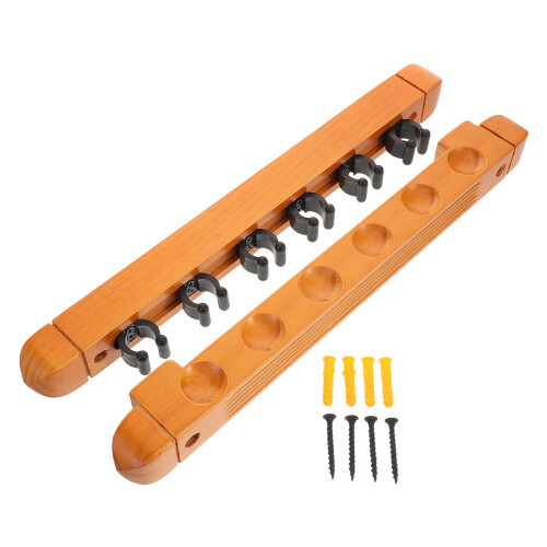4Pcs Light Wood Wall Pool Stick Storage Rack for Billiards Accessories