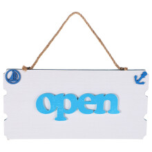 2Pcs Sky-Blue Wooden Flip Open Closed Sign for Home Door Wall Decor