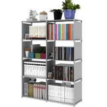 2Pcs Grey Metal Storage Rack 4-Tier Book and Sundries Shelf