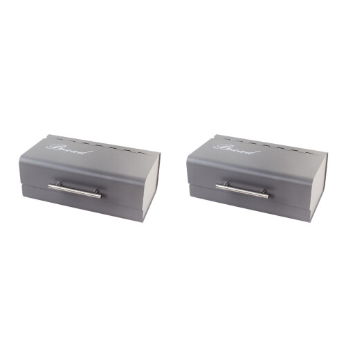 2Pcs Grey Bread Box Practical Snack Storage Bin for Kitchen 2