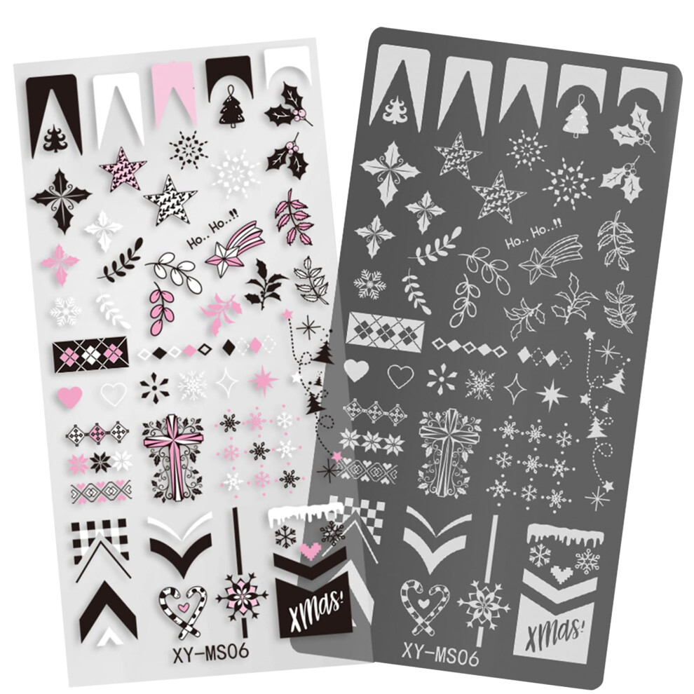 Christmas Nail Stamping Plate MS06 with Snowflake Art Stencils for Festive Holiday Designs