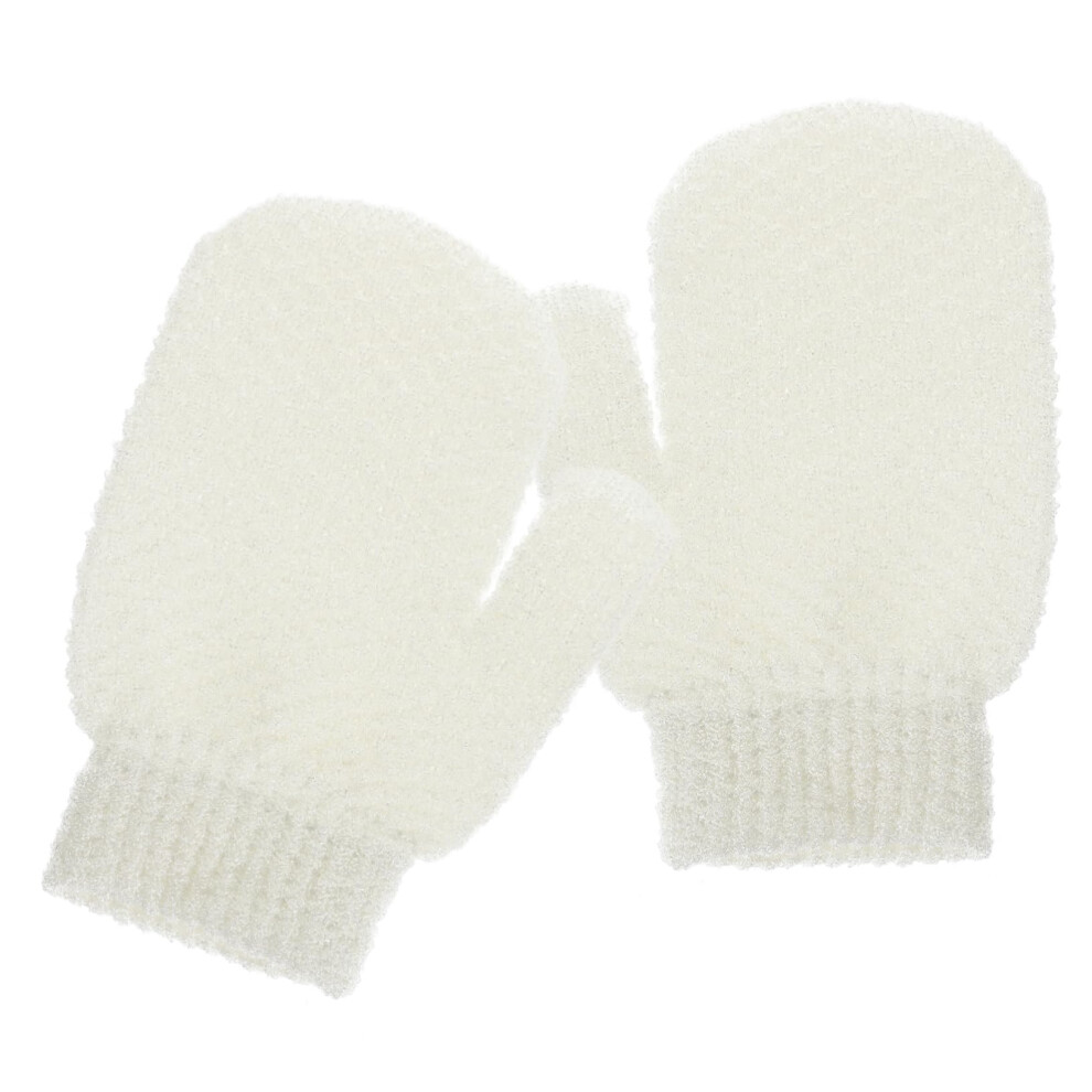 White Exfoliating Shower Gloves 2Pcs Ergonomic Bath Scrub Mittens For Gentle Daily Skin Care