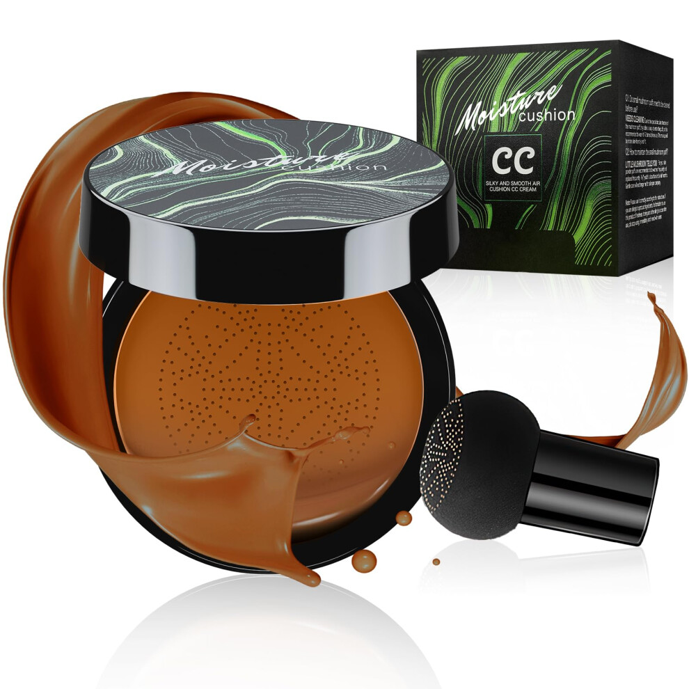 Cream Cc Foundation Air Cushion Â Full Coverage Waterproof Oil Control Brightening Makeup (Deep)