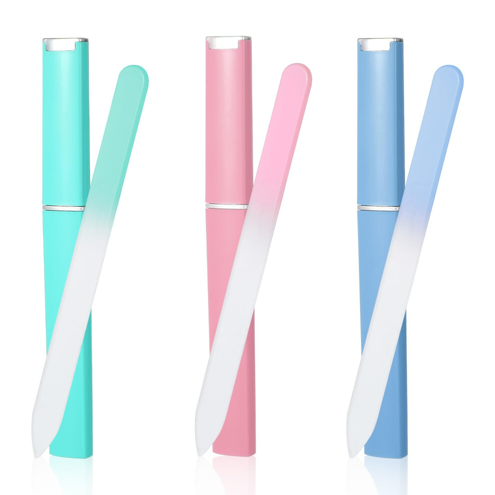 3 Pack Glass Nail File Set Crystal Fingernail Files for Natural Nails with LongLasting Surface