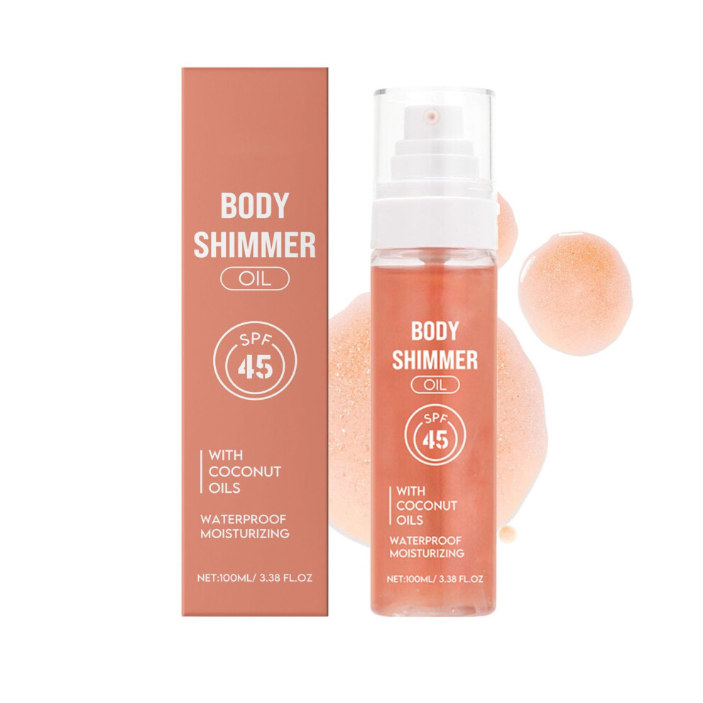 Gold Spf 45 Shimmer Sunscreen Body Oil With Rose Glow, Waterproof Coconut Hydration For Body