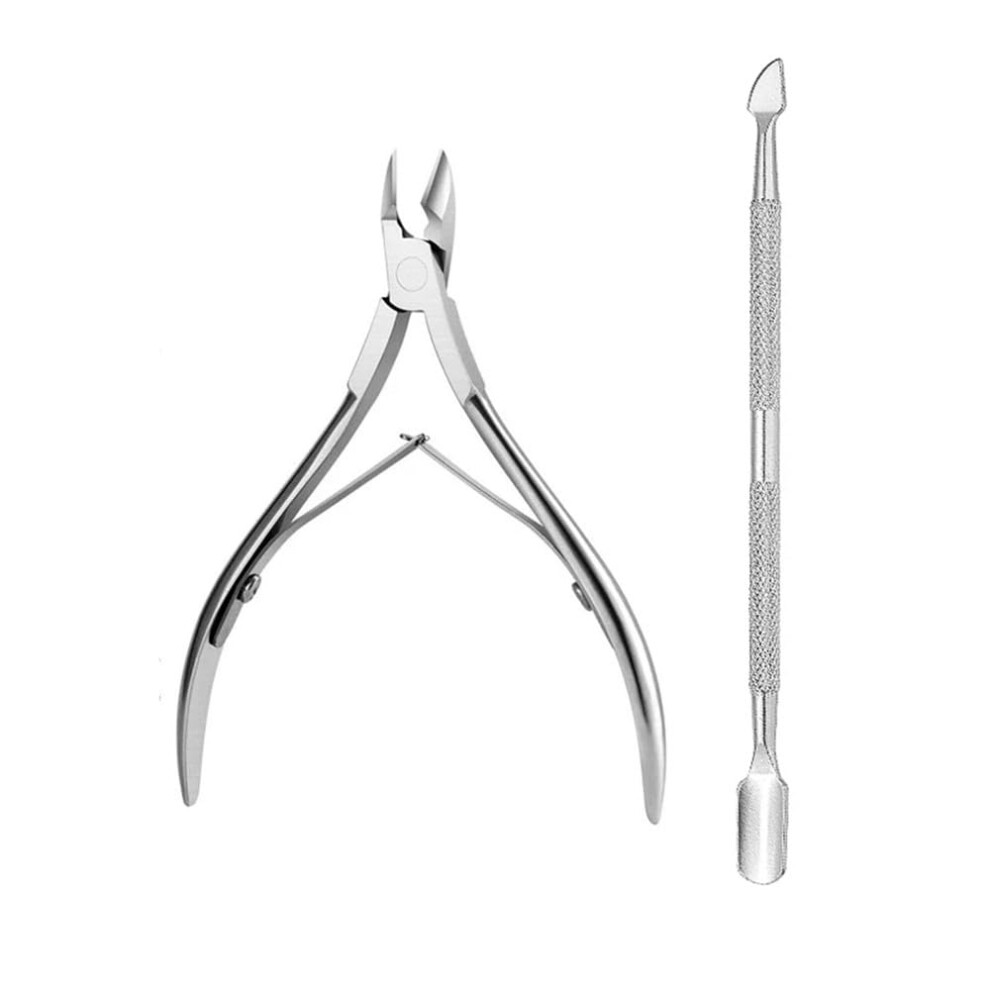 Stainless Steel Nail Clipper and Cuticle Nipper Set with Sharp Blades for Manicure Pedicure