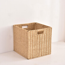 Woven Storage Baskets for Shelves Foldable Hyacinth Baskets With Iron Wire Frame Seagrass Paper Rope Shelf Bins For Toys