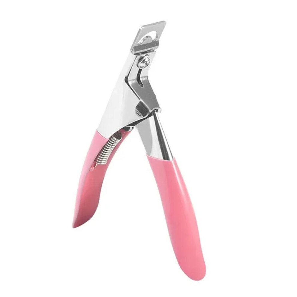 Professional Acrylic Nail Tip Clipper Pink with Precision Stainless Steel Blades and Tip Trapper