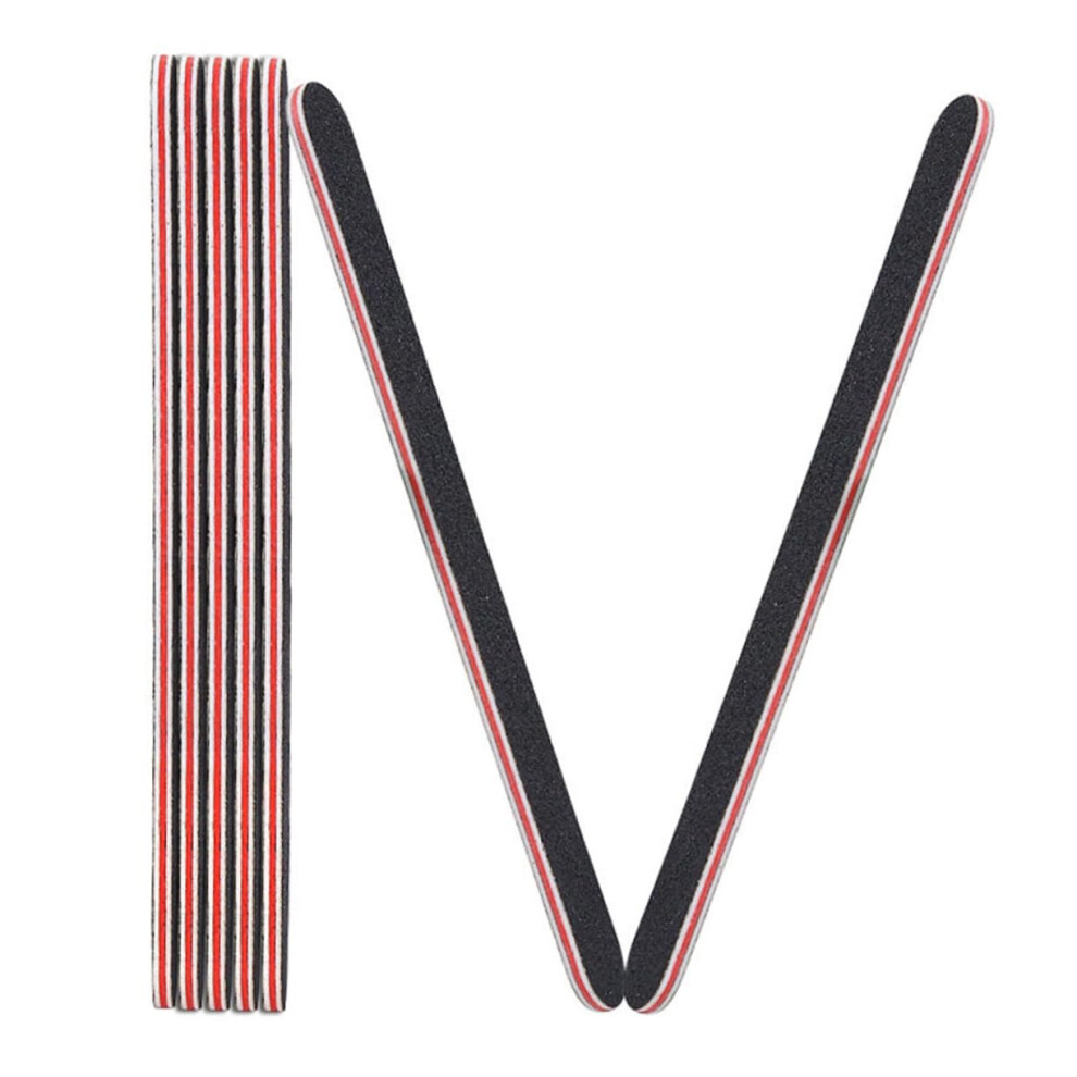 Black 12Pcs Professional Grit Nail Files Doublesided Board For Smooth Shaping And Salon Use