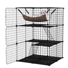 Cage à rongeurs - HELLOSHOP26 - 3 niveaux - Noir - 74 x 74 x 107 cm - Robuste et sécurisée