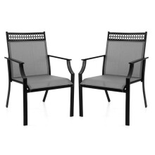 Sedie da giardino - HELLOSHOP26 - Set di 2 - Confortevoli - Design traforato - Metallo grigio