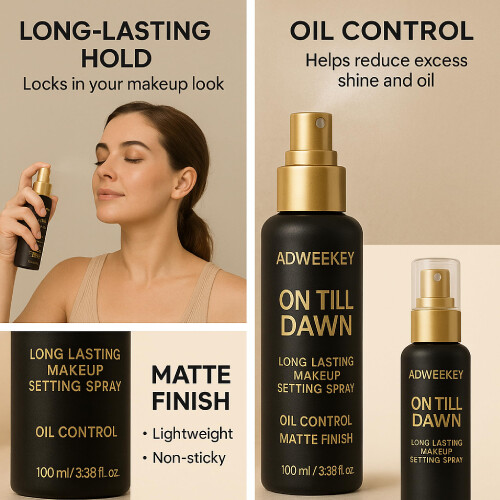 Long Lasting Matte Makeup Setting Spray with Oil Control and Fast Drying Mist, 100ml 1