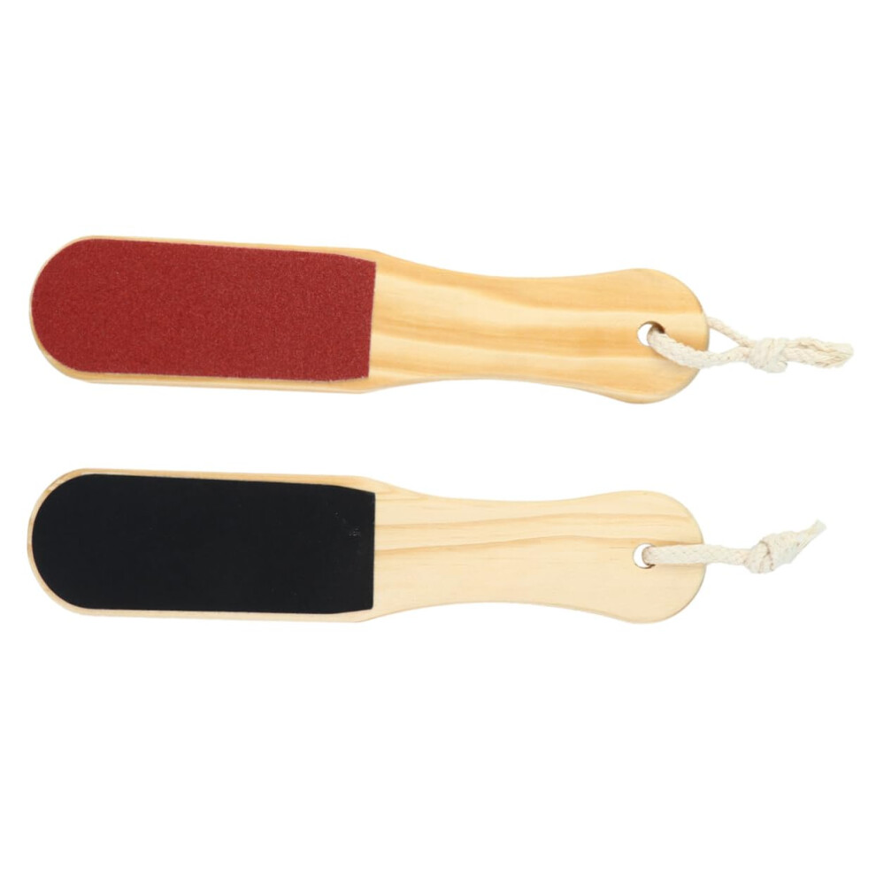 2pcs DoubleSided Foot File for Dead Skin Removal, Ergonomic Wood Handle Pedicure Scrubber