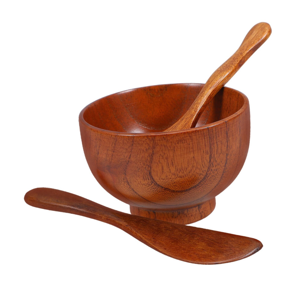 Facial Mask Mixing Bowl Kit with Wooden Applicator Spoon for Smooth Skincare Application