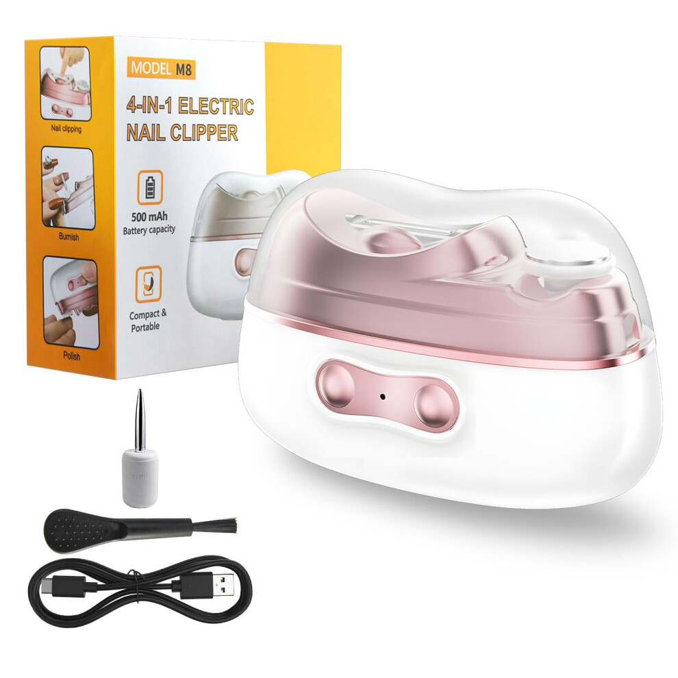 Electric Nail Clipper 4in1 Automatic Nail Trimmer with LED Light, USB Rechargeable for Baby Adults Seniors