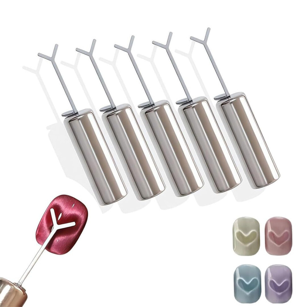Cat Eye Nail Magnet Set with Heart and YShaped Guides for Precise Magnetic Nail Art Design 5Pcs
