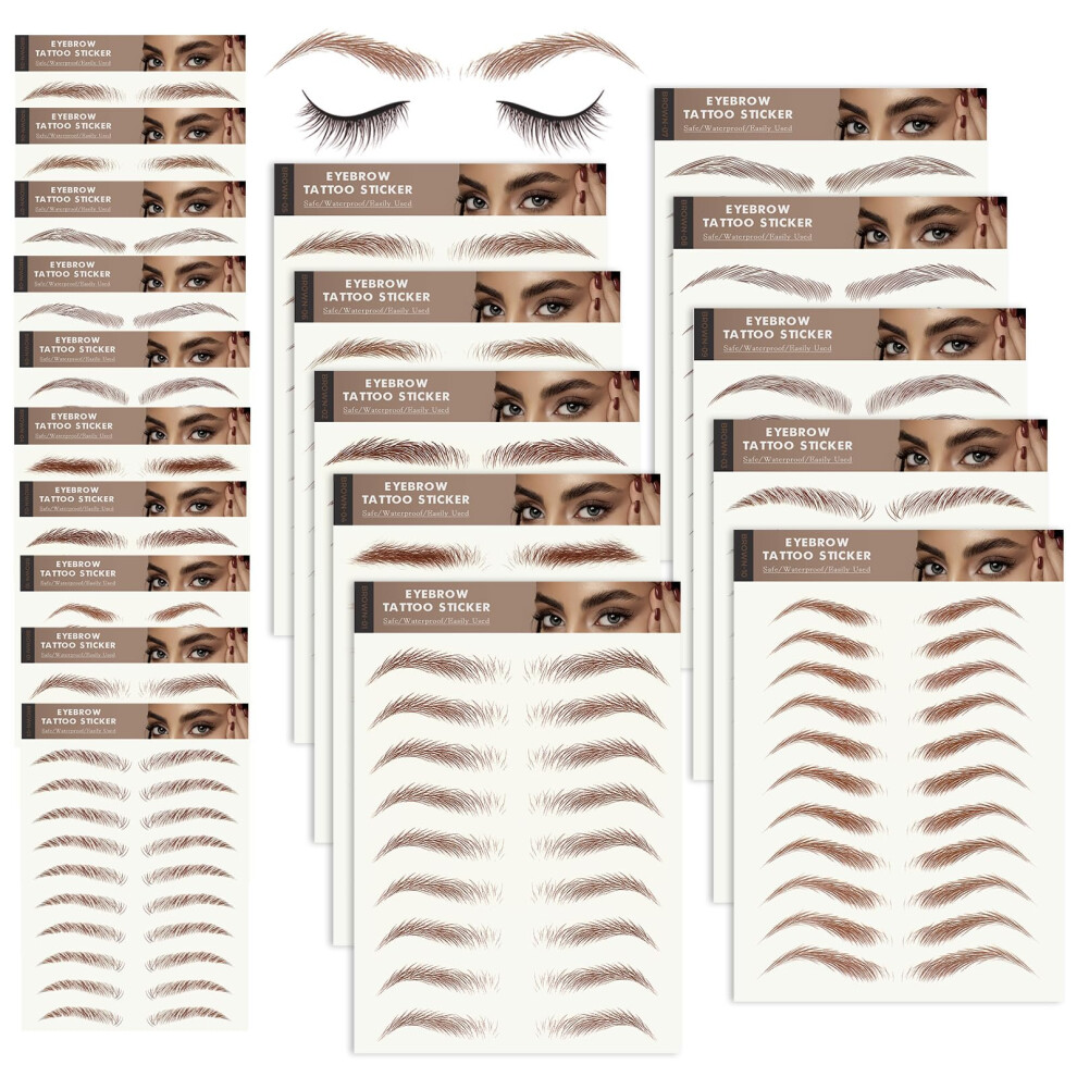 20 Sheets Waterproof Eyebrow Tattoo Stickers for Natural Look and Quick Brow Application
