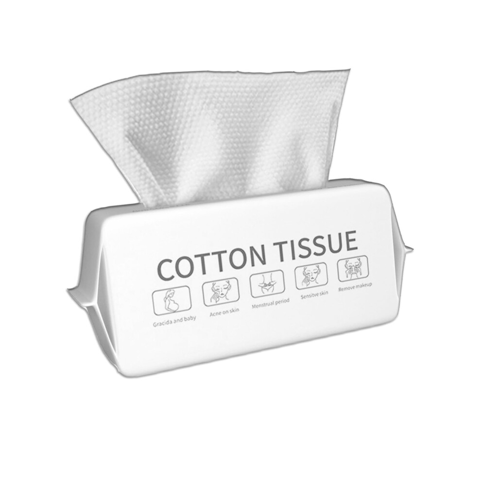 100 Disposable Cotton Face Towels for Sensitive Skin, Thick Absorbent Lint Facial Cloths