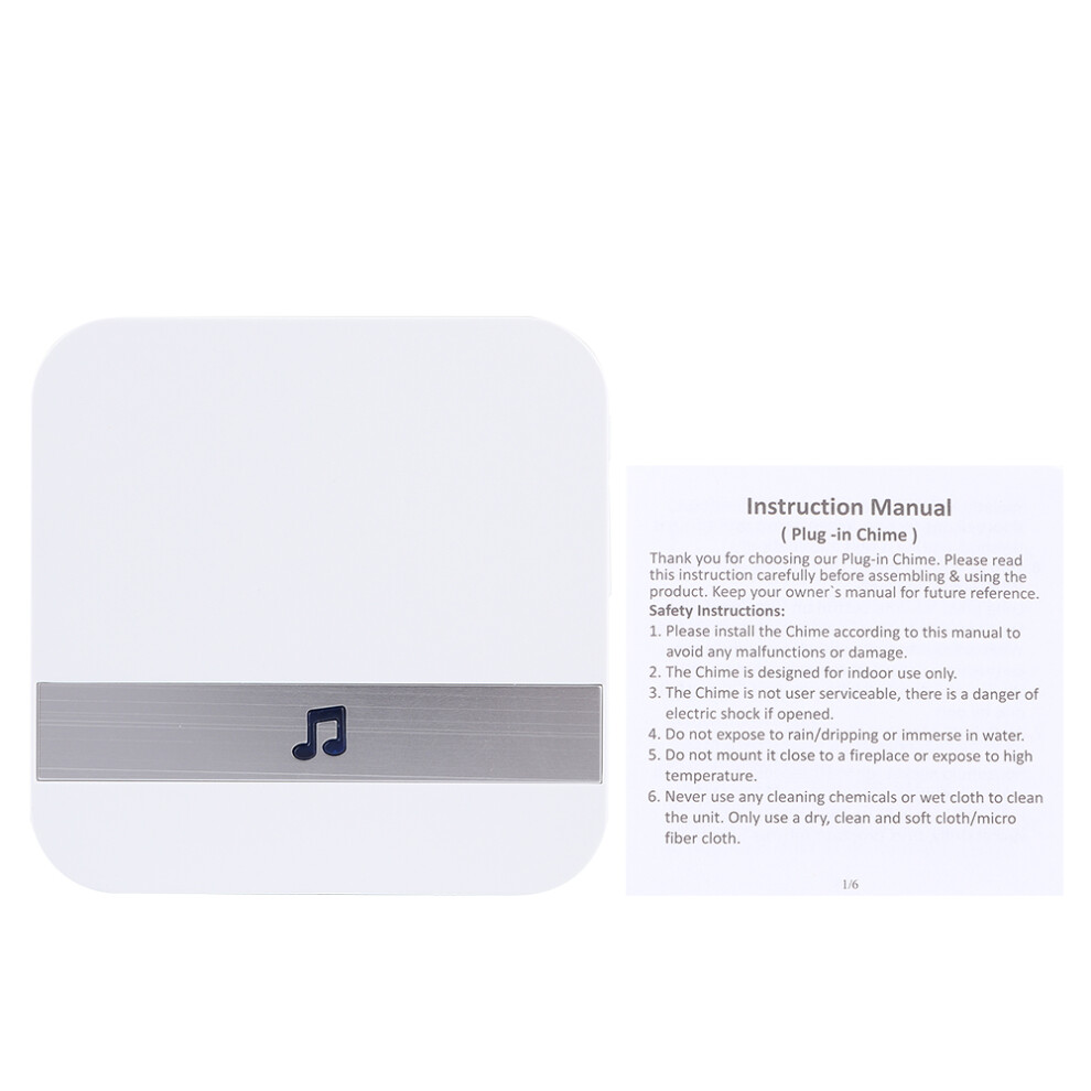 Wireless Doorbell Chime Kit Battery-Free Door Chime Self-Powered Doorbell No Batteries Required Long-Range Doorbell Kit Adjustable Volume Doorbell 9340959001750