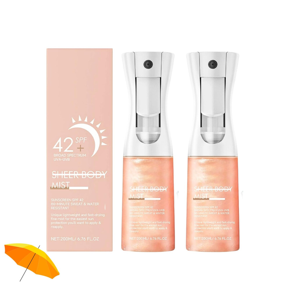 Sunscreen Body Mist SPF 42 Spray with Hydrating Shimmer Glow, WaterResistant MakeupFriendly 200ml