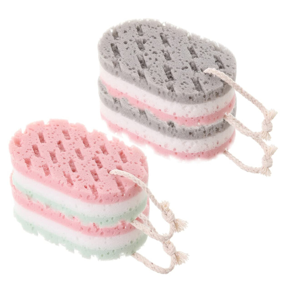 Exfoliating Shower Sponge Set 4pcs DualSided Body Scrubber for Deep Cleaning and Rich Foam