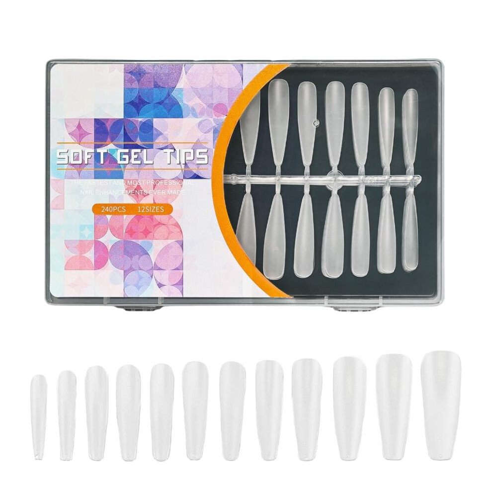 Almond Stiletto Press On Nails Full Cover ABS Fake Nail Tips PreFiled Gel for Extensions