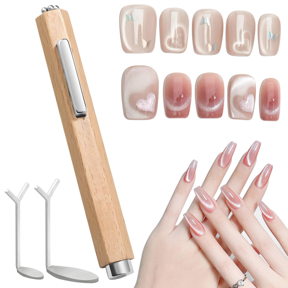 3 in 1 Cat Eye Nail Magnet Tool with YShaped and Heart Guides for DIY Gel Polish Nail Art