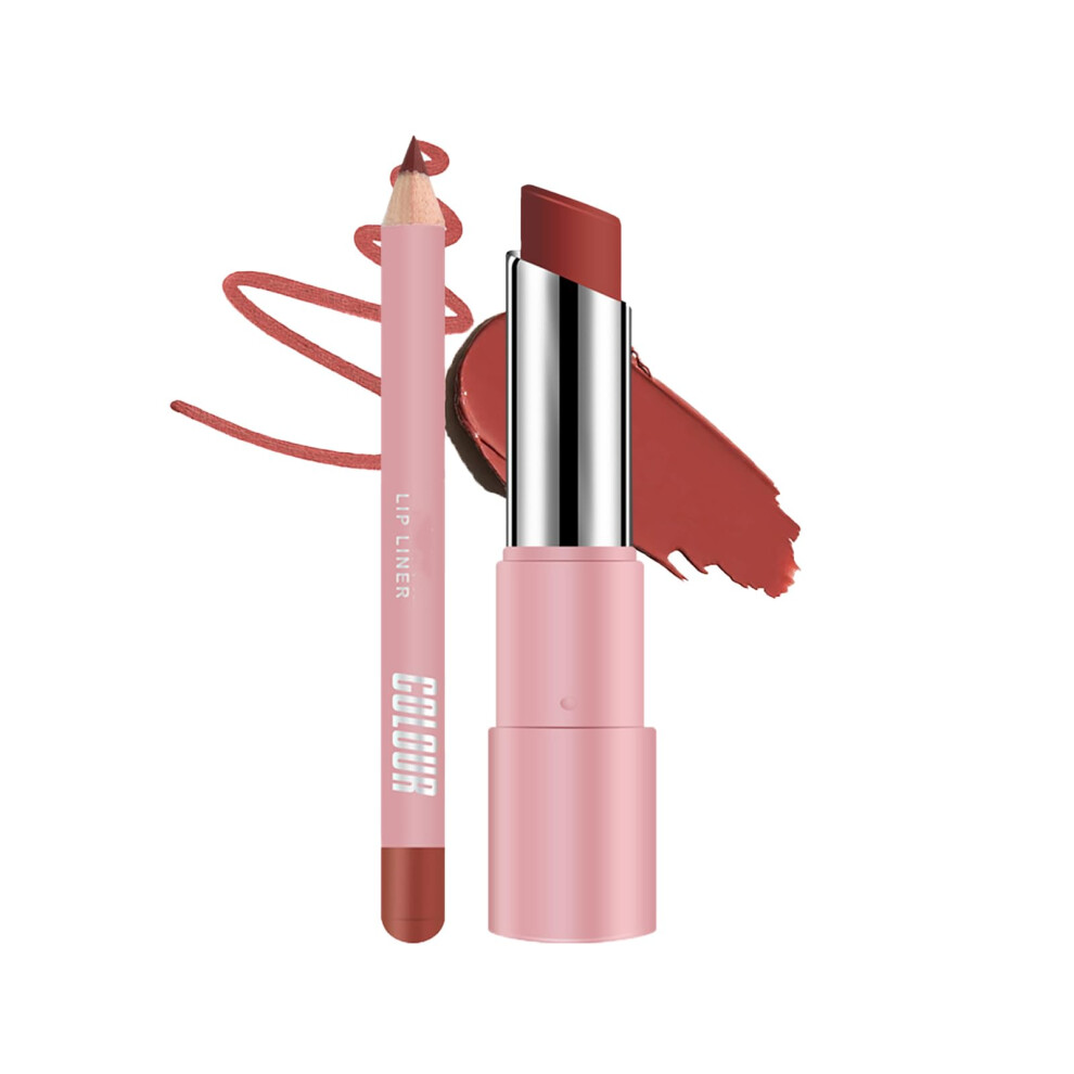Lipstick and Lip Liner Set Waterproof Longwear 2 in 1 Smudge Proof Lip Makeup Kit 02