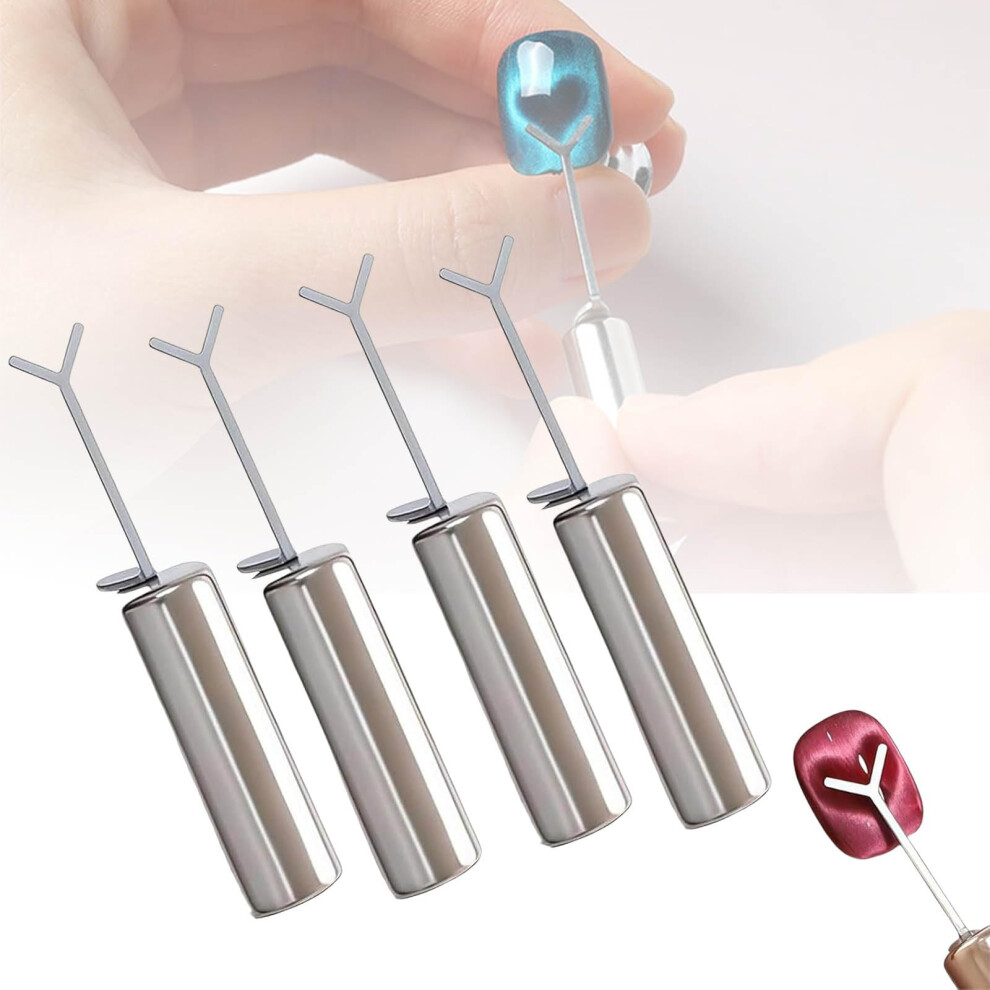 Heart Shape Cat Eye Nail Magnet with YShaped Guide for 3D Gel Polish Nail Art (4pcs)