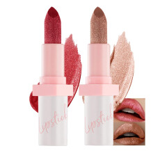 2 Piece Long Lasting Metallic Glitter Lipstick Set with Shine Diamond Effect for Women
