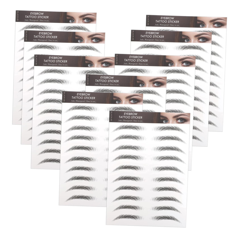 Waterproof Hairlike Eyebrow Stickers for Women, Natural Temporary Brow Tattoos 10Pack