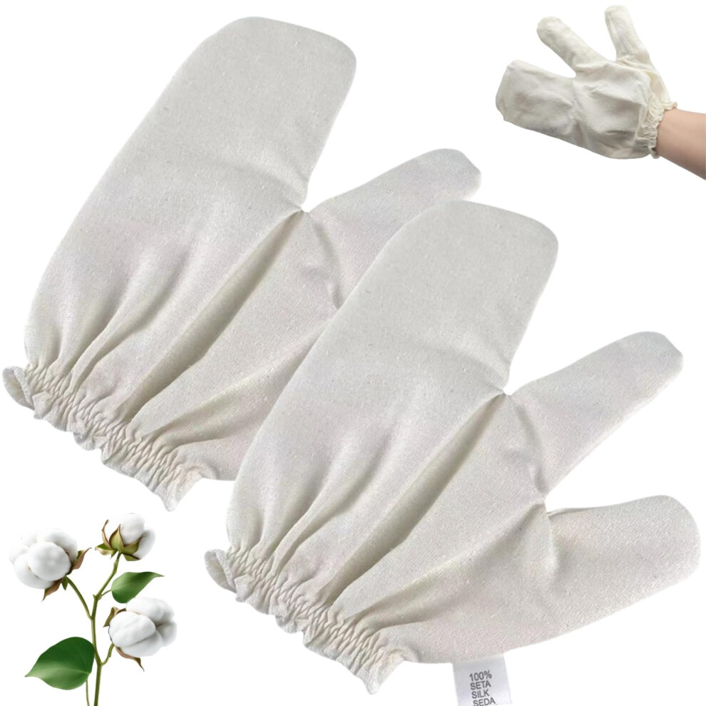 Dry Brushing Gloves 2PCS Raw Silk for Gentle Exfoliation and Lymphatic Drainage Massage