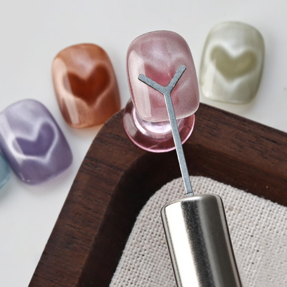 Silver Magnetic Nail Art Tool Set With Heart And Yshaped Cat Eye Nail Magnets For Gel Polish, 8Pcs