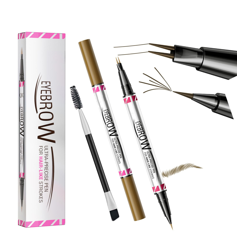 Black,Brown Dualended Microblading Eyebrow Pencil Waterproof Longlasting Natural Hairlike Brow Pen 04 Black Brown