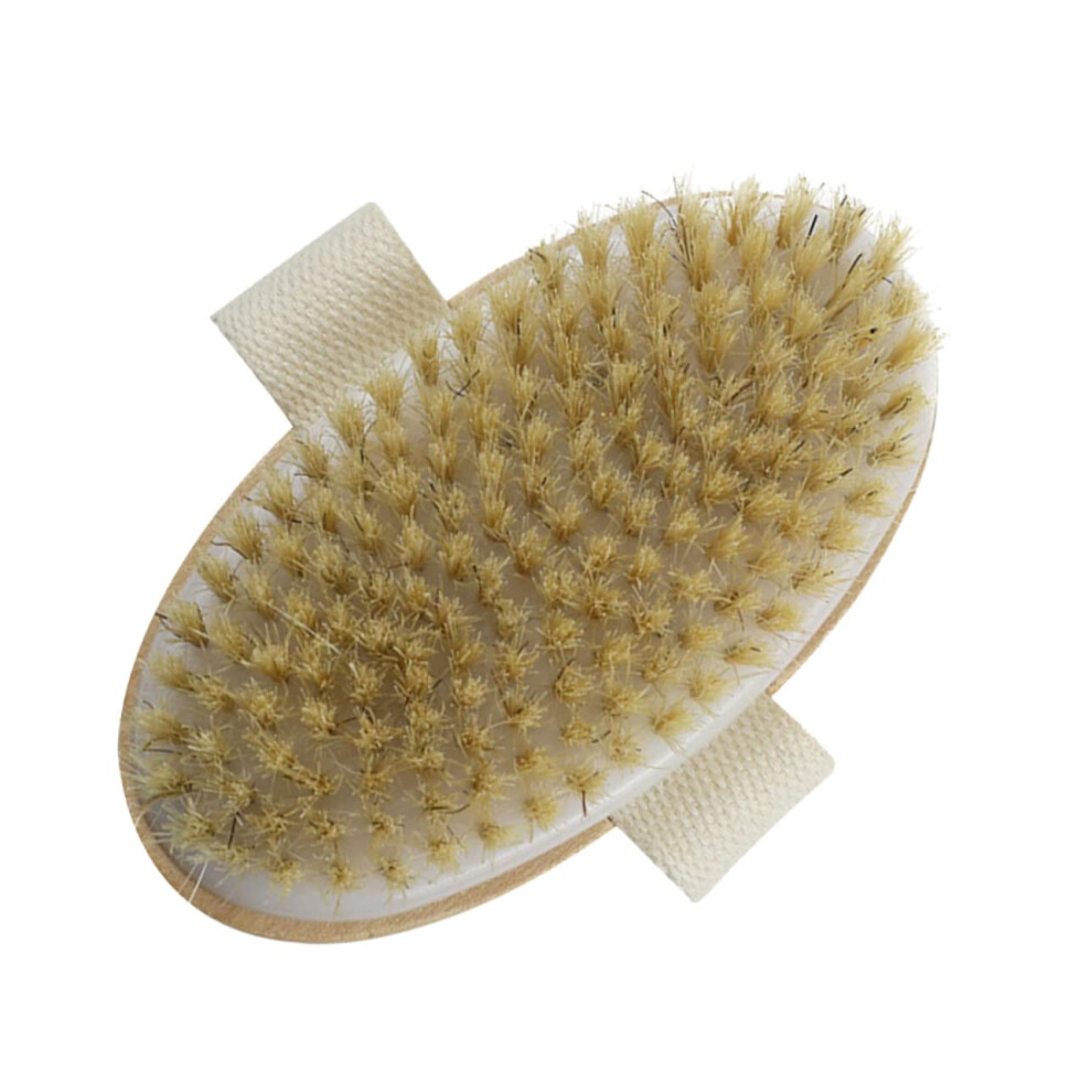 Wooden Handle Bath Brush with Natural Bristles for Deep Skin Exfoliation and Back Scrubbing