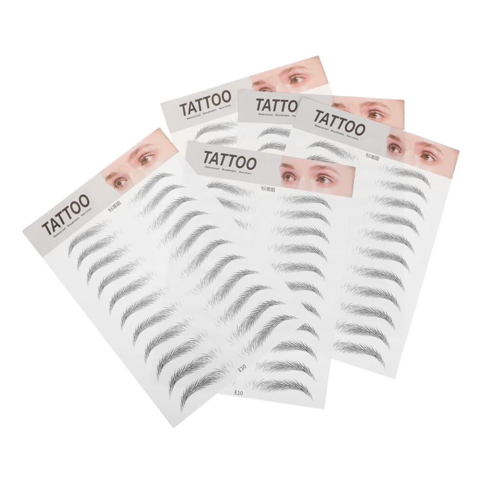 Black/Brown Eyebrow Stickers Waterproof 3D Hairlike Temporary Tattoos For Women Instant Brow Correction 5Pcs