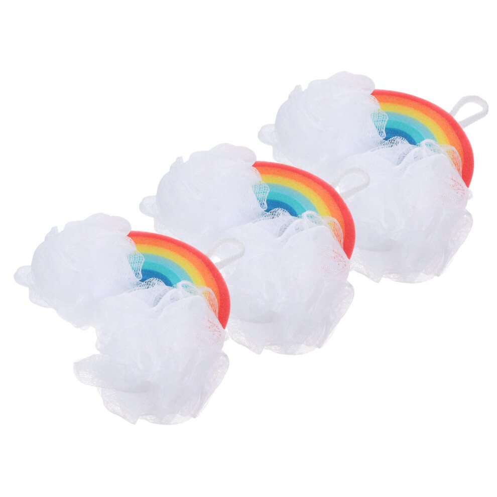 3pcs Rainbow Bath Sponge for Kids Gentle Exfoliating Shower Scrubber Soft Colorful Lather