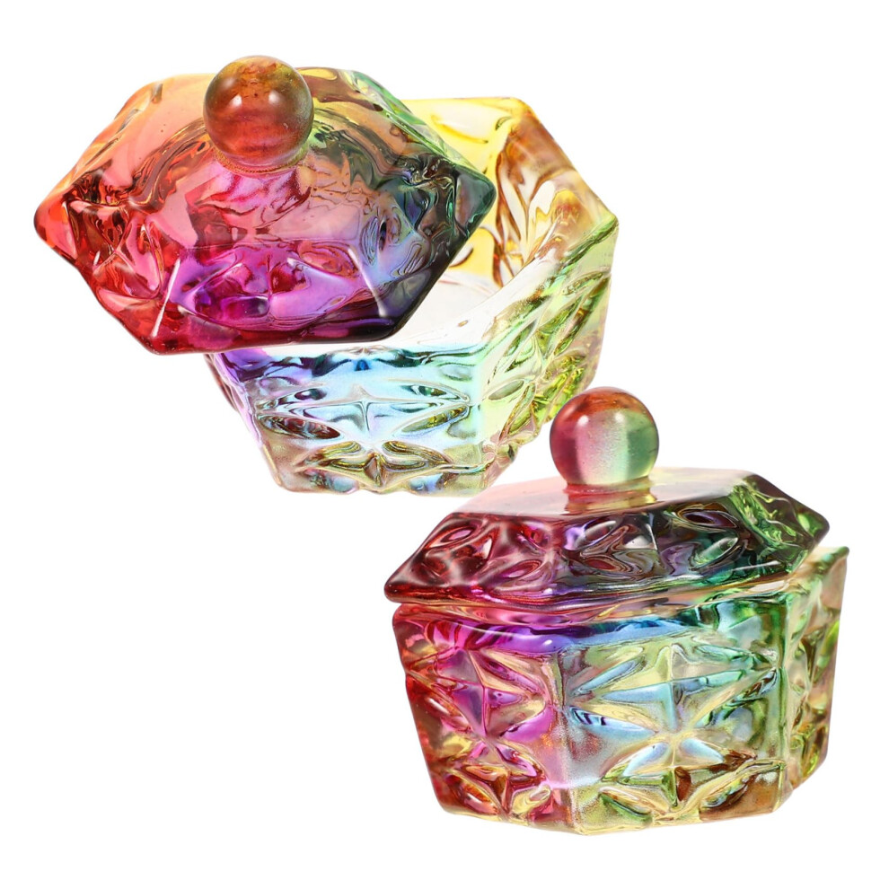 2pcs Crystal Nail Dappen Dish with SpillResistant Lids Clear Glass Manicure Powder Cup Set