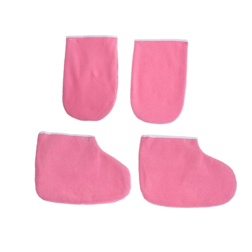 Pink Paraffin Wax Gloves And Booties Set For Spa Hand Foot Treatment, Heat Retention, Snap Closure,