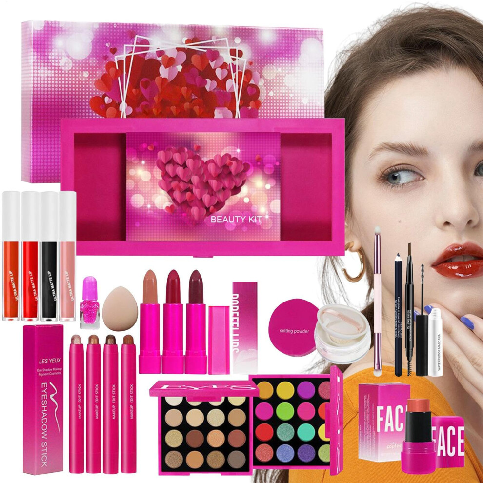 AllinOne Makeup Kit with Waterproof LongLasting Shimmer and Matte Eyeshadow Palette for Beginners and Pros