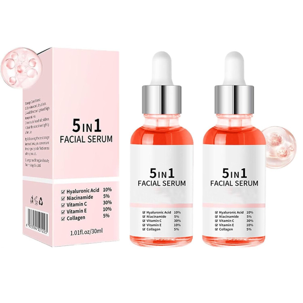 Anti Wrinkle Serum with Hyaluronic Acid and Vitamin C, 5 in 1 Lifting Firming Essence for Face