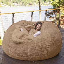 Faux Fur Bean Bag Chair Cover 5FT 6FT 7FT Ultra Soft Giant Sofa for Living Room Ergonomic Support